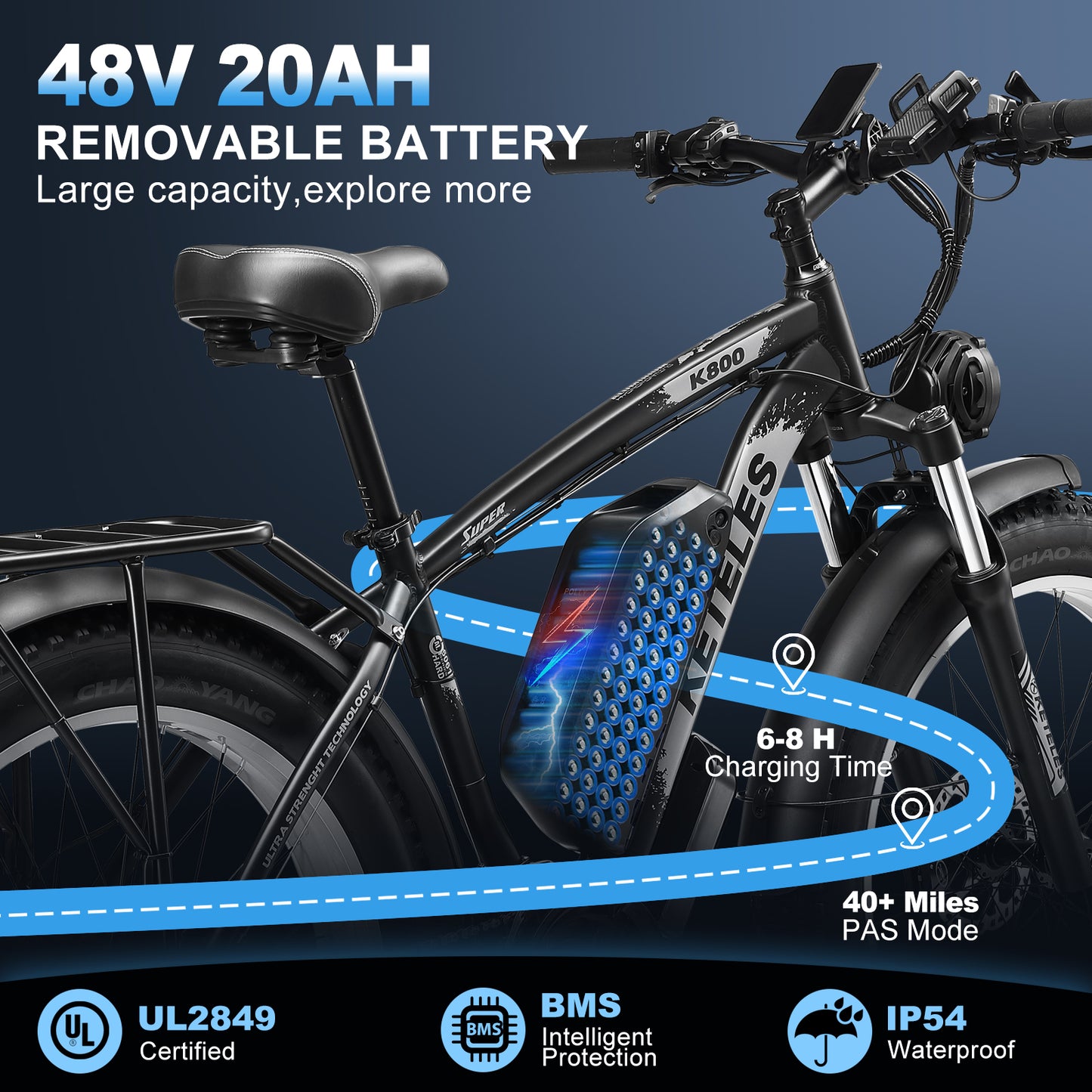 Keteles K800 48V 20AH 250W Rear Motor Fat Tire E-Bike