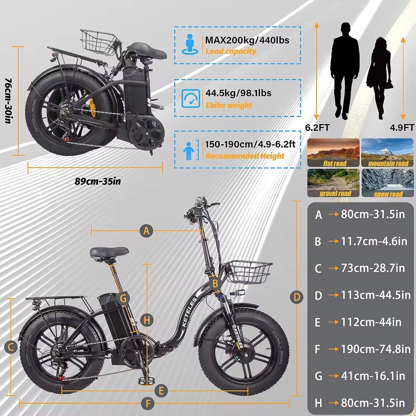 KETELES KF9 2000W 48V 26AH Folding electric bike Dual Motor