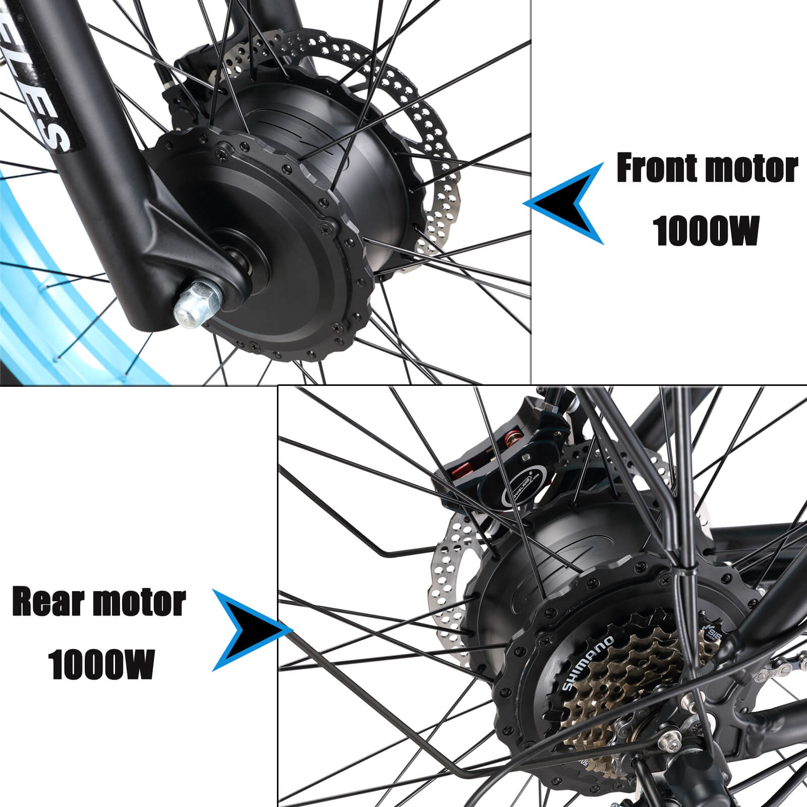 Front 1000W Rear 1000W dual Motor