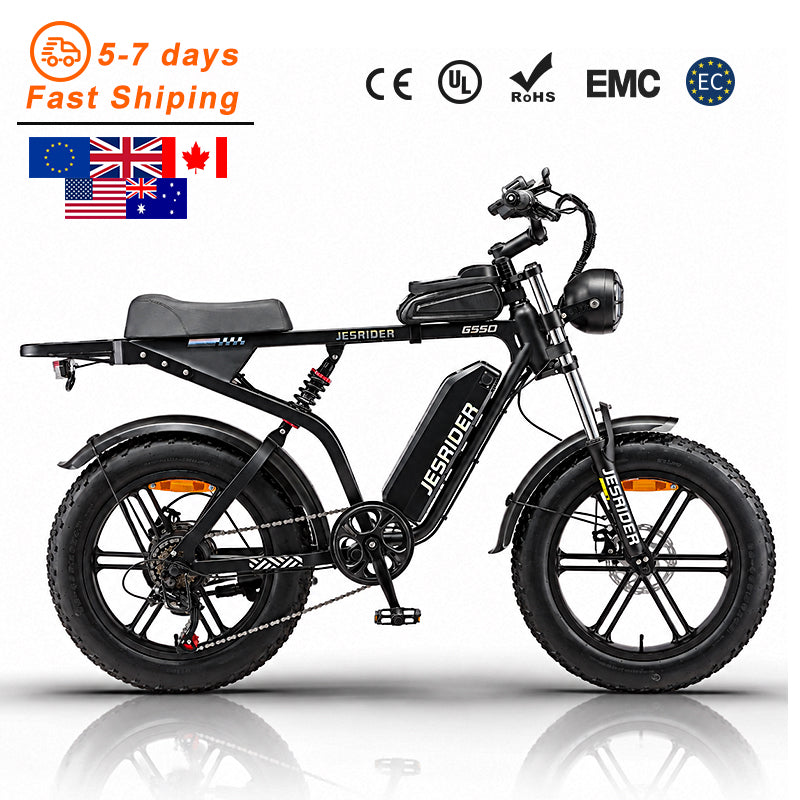 JESRIDER G550 All-Terrain E-Bike for Adults, 48V 20Ah Removable Battery, 20"x4 Fat Tire, Full Suspension