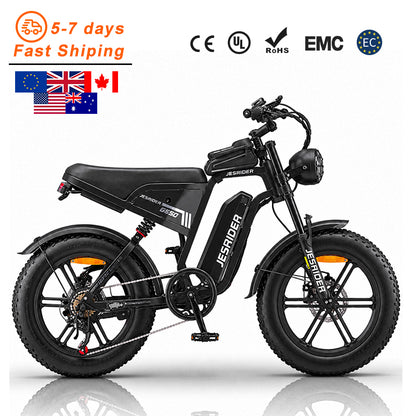 JESRIDER G650 Retro All-Terrain E-Bike for Adults, 48V 20Ah Removable Battery, 20"x4 Fat Tire, Full Suspension