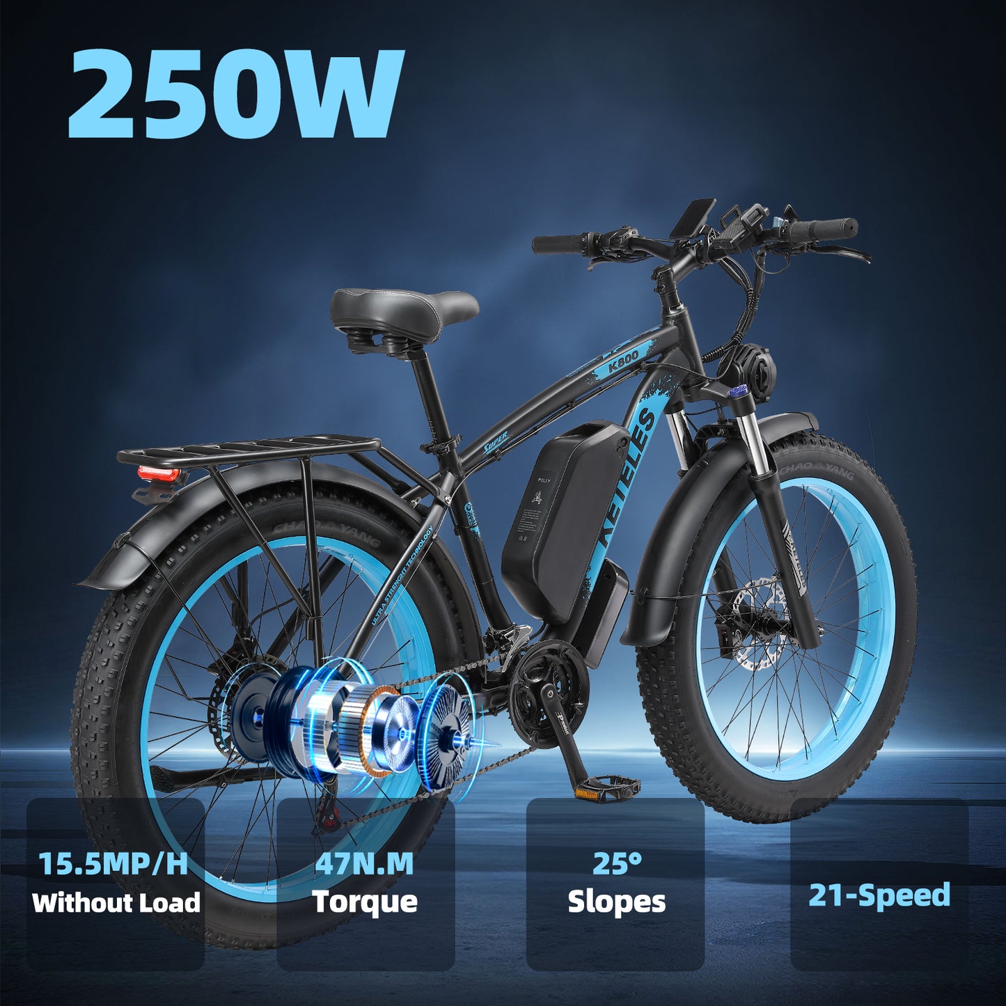 Keteles K800 48V 20AH 250W Rear Motor Fat Tire E-Bike