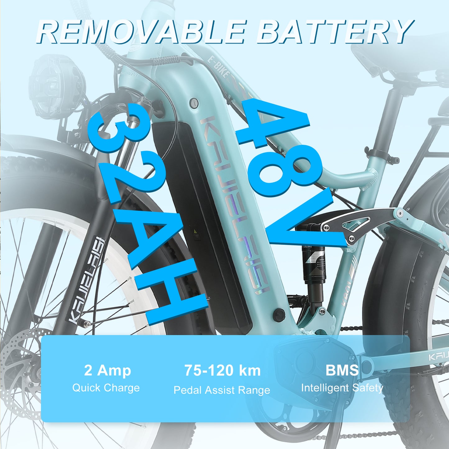 KAIJIELAISI K801 48V32AH 1000W motor 26" Fat Tire Mountain E-Bike