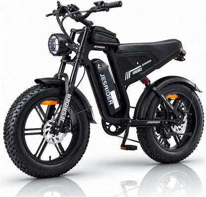 JESRIDER G650 Retro All-Terrain E-Bike for Adults, 48V 20Ah Removable Battery, 20"x4 Fat Tire, Full Suspension