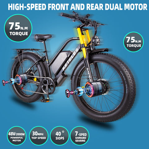 KETELES XF4000 2000W Dual Motor Electric Bike 48V 23AH | UK stock 【2 days delivery】